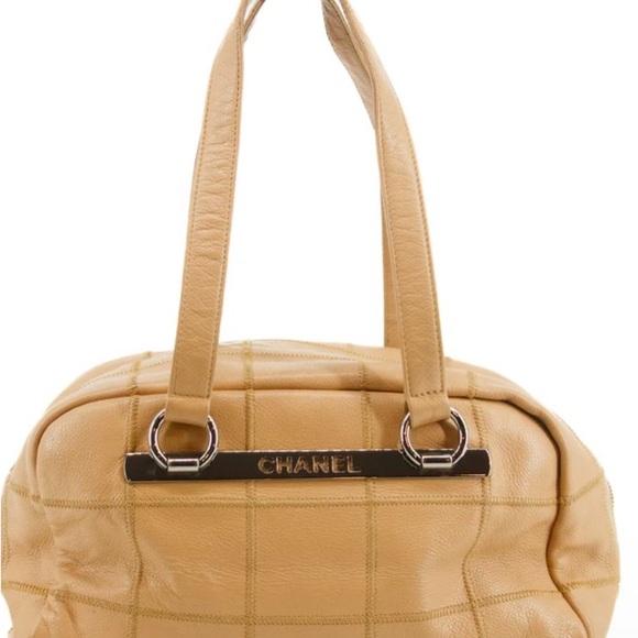 Chanel Tan Leather Chocolate Bar Women's Bag - Picture 1 of 8